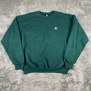 Vintage Starter Sweatshirt Mens Large Green Crewneck Embroidered Logo Pullover